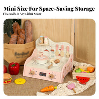 Printed Illustrations Smooth Edges Wooden Kitchen Cooktop Toy Pretend Cooking Set Pretend Kitchen Cooktop