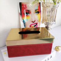 Nordic Creative Leather Tissue Box for Dining Table Coffee Table Decoration American Living Room Tissue Holder