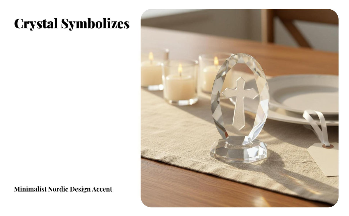 Crystal Cross Figurine Elegant Design Crystal Cross Ornament Sparkling Religious Keepsake Gift for New Parents, Women, Weddings, Baptisms, Prayer Room