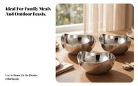 3 Pieces Smooth Surface Stainless Steel Bowl 10 Cm Scalloped Bowl Small Household Dishware Lightweight