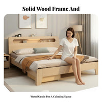 Solid Wood Foundation Bed Sturdy & Sturdy Wooden Foundation Bed Heavy Duty for Renters, Students, Apartment, Guest Room, Dormitory