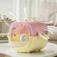 Hamster Cage and Bird Cage Small Pet Carrier Travel Cage, Hard Handheld Design for Hamster Travel, Outdoor Use Rectangular Shape Style