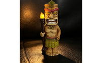 Tiki Statue with Light up Eyes Wood Look Tiki Statue with LED Eyes Lawn Ornament Glowing Tropical for Patio, Yard