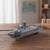 Toy Warship with Helicopter Light-up Toy Warship with Wheels Rolling Warship Model for Kids, Boys, Tabletop Play, Pretend Battles