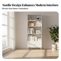 Minimalist Design Floor-Standing bookshelf with Drawers Multi-Tier Shelving bookshelf Space-Saving Design Storage Furniture Easy to Assemble for Students, Renters, Homeowners, Bedroom, Study Room, Home Office, Small areas
