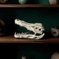 Lifelike Crocodile Skull Hide Weathered Reptile Hide Hollow Terrarium Ornament Long-Lasting for Vivarium