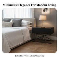 Nightstand with Storage Italian Inspired Bedside Cabinet Easy to Clean for Hotel