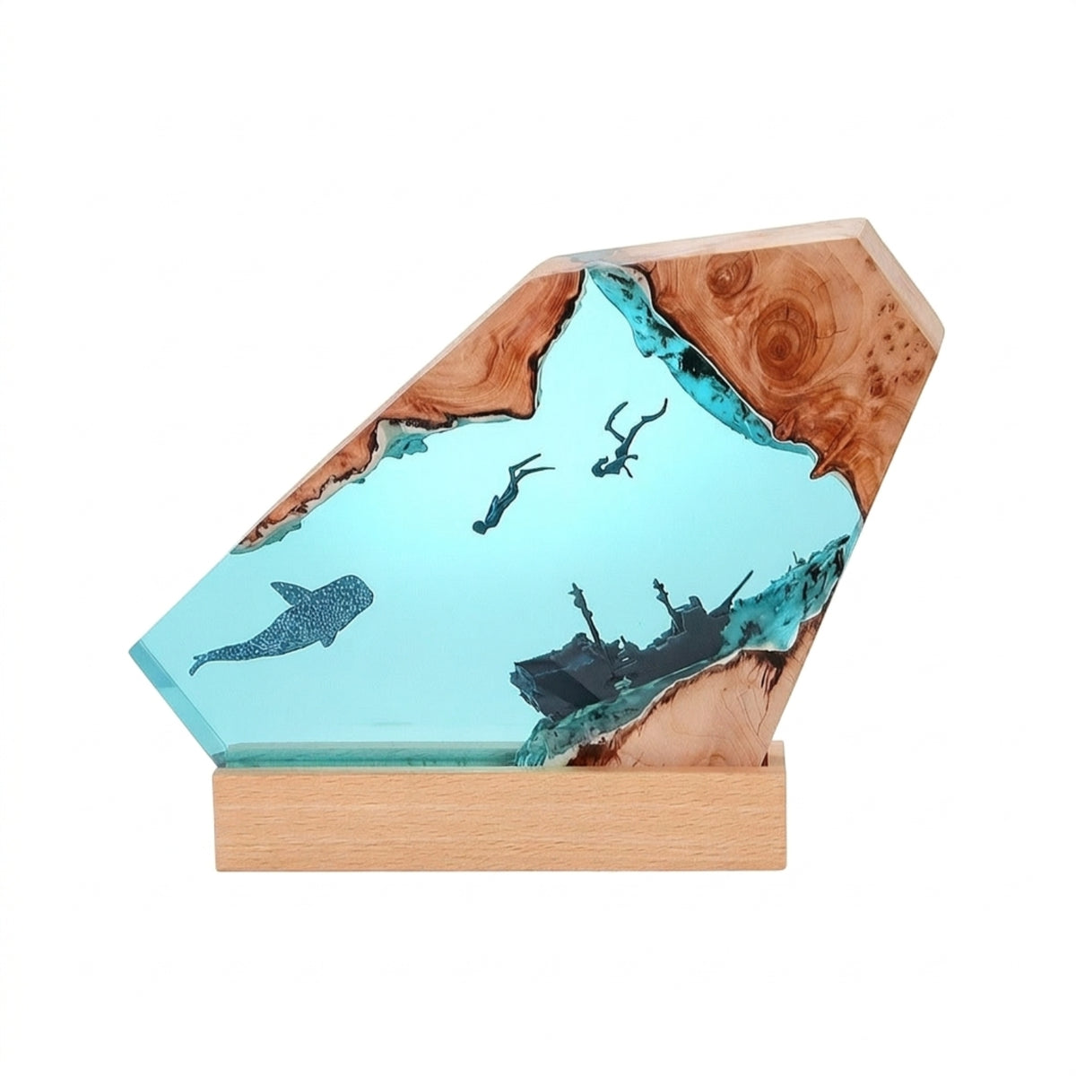 Ocean-Themed Resin Night Light Tabletop Epoxy Resin Night Light Sculptural Creative for Nightstand
