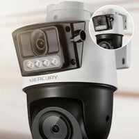 Two-Way Voice Outdoor Camera with Wall-Mount Bracket Waterproof Dual Lens Security Camera Power over Ethernet Weatherproof for Homeowners