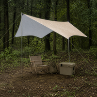 Outdoor Camping Tarp Shelter Sunshade with Thickened Silver/Black Coating for Rain Protection