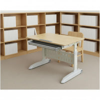 Tilting Desktop Crank Adjustable Study Table Built-in Drawer Height Adjustable Kids Desk Solid Wood Children's Desk for Students