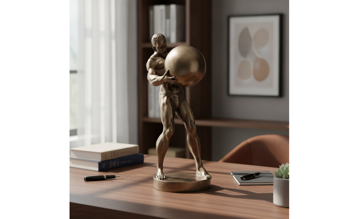 Bodybuilder Statue Decorative Resin Sculpture with Copper Finish Small Gym Decoration for Fitness Enthusiasts