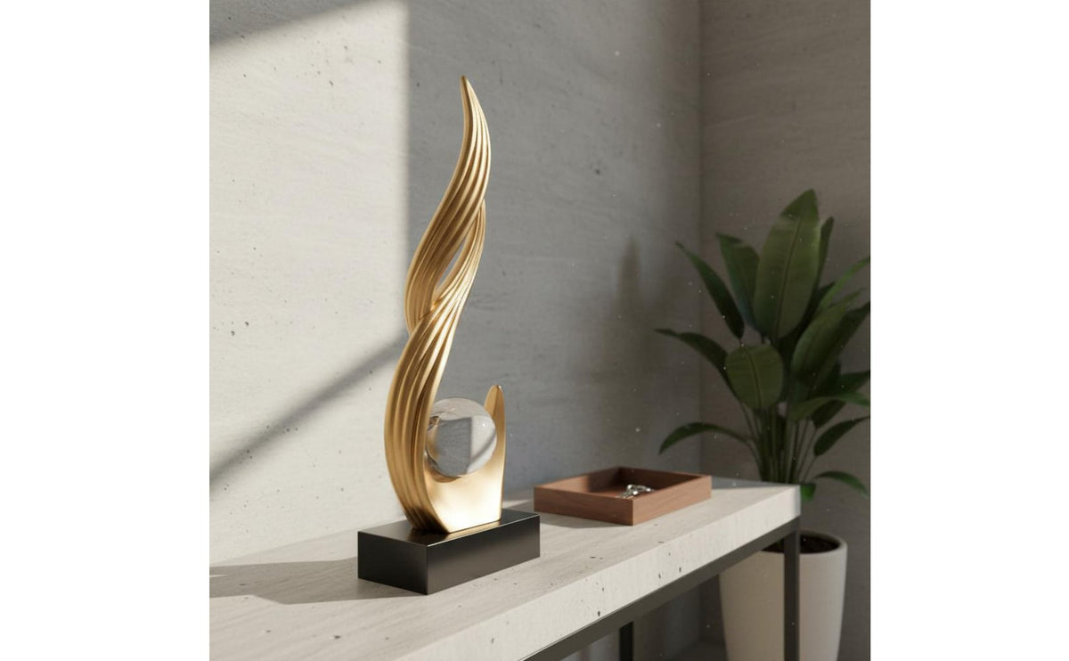 Feng Shui Decoration Luxury Highlight Modern Art Figurine Spiral Art Figurine Good Fortune Symbol Abstract Sculpture for Office