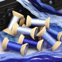New Mulberry Silk Embroidery Thread Spool for Easy Storage, Handmade Silk Floss Bobbin, Blue Series