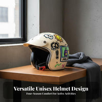 Retro 3/4 Helmet Unisex Vintage Design All Season Guarding Headwear for Men, Street Biking, Road Trips, Outdoor Activities