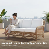 Weather-Resistant Woven Sofa Set Comfortable paddings Outdoor Furniture Modern design Patio Seating Easy Assembly for Business Owners, Hotel Managers, Balcony, Terrace, Garden, Backyard