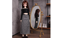 Stretchy Material Pearl Button Doll Blouse Elegant Design Shoulder-Baring Shoulder Doll Top