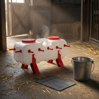 14-Outlet Milk Dispenser Red Accents Piglet Milk Dispenser Screw Lids