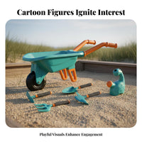 children's Wheelbarrow Toy Set Sturdy Thickened Kids Garden Wagon Tool Set Child Design Beach Excavate Ging Tool Kit for Children, Girls, Backyard