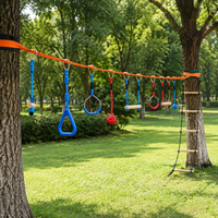 Outdoor Obstacle Course Kit Slackline Kit Backyard Tree Mounted Swing Rings Ball