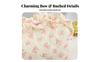 Bow Print Cosmetic Case Large Capacity Portable Skincare Organizer for Dorm Room