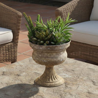 Rustic Iron Planter Retro Vintage Pedestal Vase Weather-Resistant for Hotel