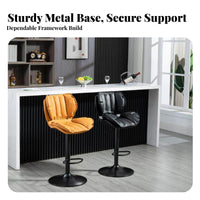 360-Degree Swivel Adjustable Pedestal Stool with Back Integrated Footrest Bar Chair Wide Stable Base Counter Seating Modern Design for Homeowners, Business Owners, Receptionists, Reception Area, Restaurant, Kitchen, Dining Room