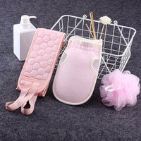 Exfoliating Bath Scrubber Set with Back Strap and Loofah