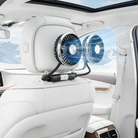 USB Powered Dual Head Car Fan 3-Speed Dual Head Rear Seat Fan 12V Adjustable for Drivers, Road Trips, Truck