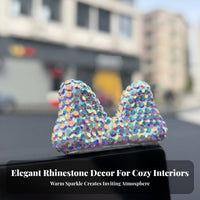 Rhinest Single Bow Car Ornament Sparkling Crystal Bow Car Decoration Mini Size Dashboard Decoration for Girls, Drivers, Center Console