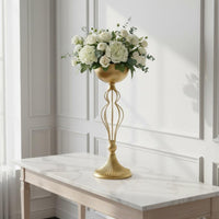 Tall Gold Flower Stand Light Luxury Wedding Centerpiece Vase European Style Metal Pedestal Vase for Banquet, Entryway, Dining Table
