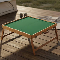 Mini Mahjong Set with Table Foldable Design Portable Mahjong Set with Folding Table Engraved Markings Sturdy Wood Frame