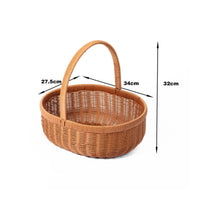 Oval Basket with Handle Natural Material Oval Woven Basket Multi-Purpose