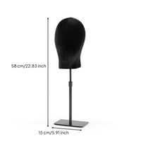Mannequin Head with Stand Height-Adjustable Velvet Mannequin Head for Hair Stylists, Retail Stores, Window Displays