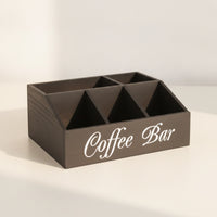 Coffee Bar Organizer Wooden Desktop Coffee Organizer Storage Box Divided Holder Slanted for Office Breakroom