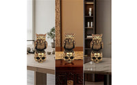 Gold-Toned Owl on Skull Figurine Metal-Finish Owl on Skull Statue Gothic Sculpture Textured for Collectors, Goths, Desk, Bookshelf, Halloween