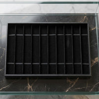 Narrow Slots 10-Compartment Watch Tray Divided Insert Watch Display Tray Lidless Black Leather