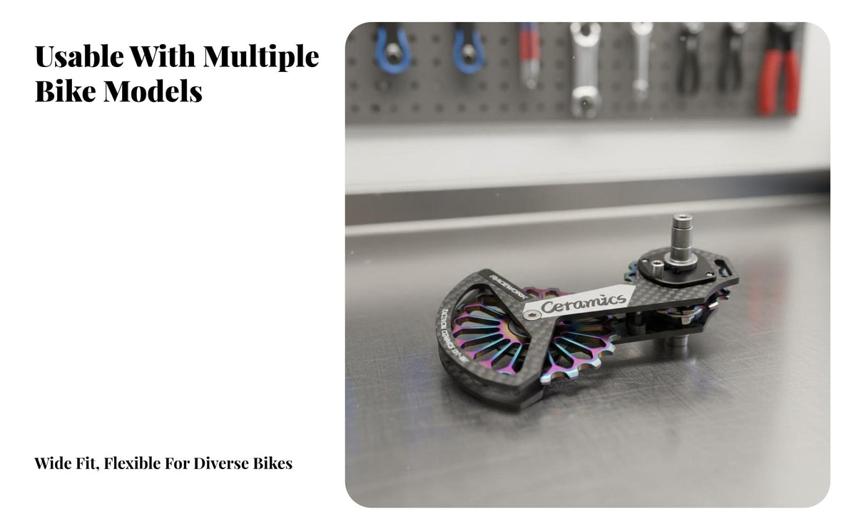 Carbon Fiber Guide Wheel Frame High Wear-Durability Ceramic Bearing Derailleur Pulley Rear Derailleur Pulley Wheels Long-Lasting