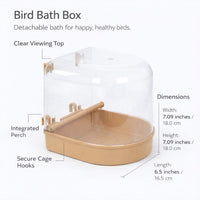Bird Bath Tub for Cages, Pet Bird Bath Box, Hanging Bathtub Bird Cage Accessory, Small Birds Canary Budgies Bath Cage, Compact Bird Bath