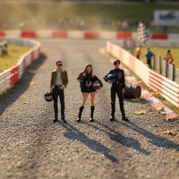 3 Pieces 1/64 Scale Biker Figures Highly Detailed Miniature Biker Realistic Details 1/64 Scale People Models for Collectors