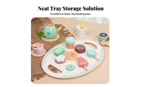 Imaginative Role Play Afternoon Tea Playset Solid Wood Wooden Tea Party Set Educational Wooden Cake Toy Set Realistic Design for Preschoolers, Toddlers, Kindergarten, Playhouse, Playroom