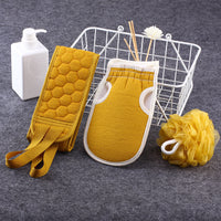 Exfoliating Bath Scrubber Set with Back Strap and Loofah