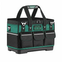 Multiple Pockets Tool Bag Zippered Front Pocket Heavy Duty Tool Bag Shoulder Strap Utility Storage Contrast Trim