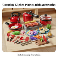 Cognitive Development Pretend Play Food Set Develops Fine Movement Skills Kids Kitchen Playset Safe Materials for Boys, Learning, Daycare
