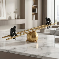 Balance Sculpture with Figurines Sophisticated Ladder Balance Statue Sleek Ladder Statue for TV Stand