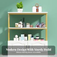 Minimalist Design Double-Sided Display Cabinet Large Storage Capacity Freestanding Island Display Easy to Assemble Multi-Layer Merchandise Rack Heavy-Duty for Salon Owners, Shopkeepers, Homeowners, Maternity and Baby Shop, Boutique, Showroom, Supermarket