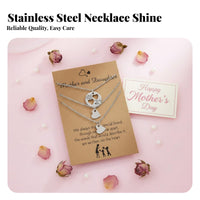 3 Pieces Mother Daughter Necklace Set Stainless Steel Mommy and Me Jewelry Minimalist Design Matching Heart Puzzle Necklace for Mom, Daughters