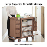 Hotel Cleaning Cart Multifunctional Housekeeping Cart Large Capacity Room Service Cleaning Trolley for Housekeepers, Hotels, Office Buildings