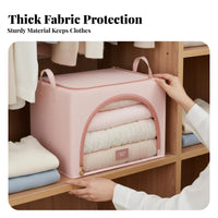 Framed Textile Storage Cube Reinforced Handles Closet Organizer Sturdy Frame