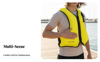 High Visibility Colors Adult Child Flotation Vest Heavy-Duty Zipper Swimming Buoyancy Vest Skin-Friendly Material for Adults, Boating, Beach